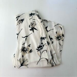 Floral Black and White Women's Pants